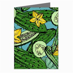 Seamless Pattern With Cucumber Slice Flower Colorful Hand Drawn Background With Vegetables Wallpaper Greeting Cards (pkg Of 8)