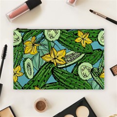 Seamless Pattern With Cucumber Slice Flower Colorful Hand Drawn Background With Vegetables Wallpaper Cosmetic Bag (large) by Ket1n9