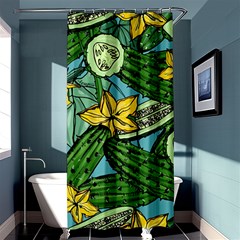 Seamless Pattern With Cucumber Slice Flower Colorful Hand Drawn Background With Vegetables Wallpaper Shower Curtain 36  X 72  (stall)  by Ket1n9