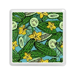 Seamless Pattern With Cucumber Slice Flower Colorful Hand Drawn Background With Vegetables Wallpaper Memory Card Reader (square)