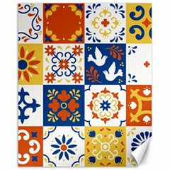 Mexican Talavera Pattern Ceramic Tiles With Flower Leaves Bird Ornaments Traditional Majolica Style Canvas 16  X 20  by Ket1n9