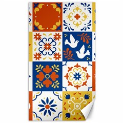 Mexican Talavera Pattern Ceramic Tiles With Flower Leaves Bird Ornaments Traditional Majolica Style Canvas 40  X 72  by Ket1n9