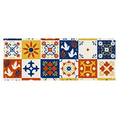 Mexican Talavera Pattern Ceramic Tiles With Flower Leaves Bird Ornaments Traditional Majolica Style Banner And Sign 8  X 3  by Ket1n9