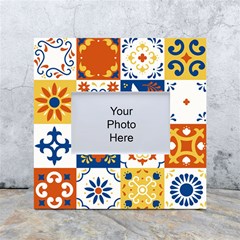 Mexican Talavera Pattern Ceramic Tiles With Flower Leaves Bird Ornaments Traditional Majolica Style White Box Photo Frame 4  X 6  by Ket1n9