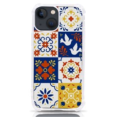 Mexican Talavera Pattern Ceramic Tiles With Flower Leaves Bird Ornaments Traditional Majolica Style Iphone 13 Mini Tpu Uv Print Case by Ket1n9