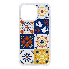 Mexican Talavera Pattern Ceramic Tiles With Flower Leaves Bird Ornaments Traditional Majolica Style Iphone 13 Pro Tpu Uv Print Case by Ket1n9