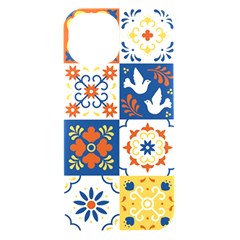 Mexican Talavera Pattern Ceramic Tiles With Flower Leaves Bird Ornaments Traditional Majolica Style Iphone 15 Black Uv Print Pc Hardshell Case