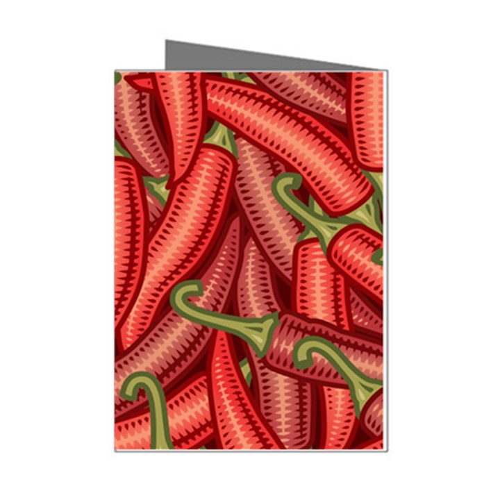 Seamless-chili-pepper-pattern Mini Greeting Cards (Pkg of 8)