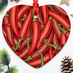 Seamless-chili-pepper-pattern Heart Ornament (two Sides)