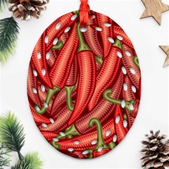 Seamless-chili-pepper-pattern Oval Filigree Ornament (two Sides) by Ket1n9