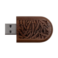 Seamless-chili-pepper-pattern Wood Oval Usb Flash Drive