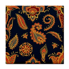 Bright-seamless-pattern-with-paisley-mehndi-elements-hand-drawn-wallpaper-with-floral-traditional-in Tile Coaster by Ket1n9