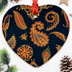 Bright-seamless-pattern-with-paisley-mehndi-elements-hand-drawn-wallpaper-with-floral-traditional-in Heart Ornament (two Sides)