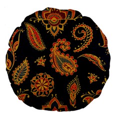 Bright-seamless-pattern-with-paisley-mehndi-elements-hand-drawn-wallpaper-with-floral-traditional-in Large 18  Premium Flano Round Cushions by Ket1n9