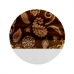 Bright-seamless-pattern-with-paisley-mehndi-elements-hand-drawn-wallpaper-with-floral-traditional-in Marble Wood Coaster (round) by Ket1n9