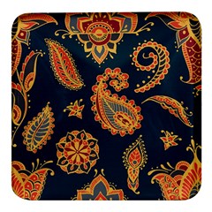 Bright-seamless-pattern-with-paisley-mehndi-elements-hand-drawn-wallpaper-with-floral-traditional-in Square Glass Fridge Magnet (4 Pack) by Ket1n9