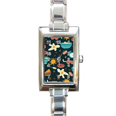 Seamless-pattern-with-breakfast-symbols-morning-coffee Rectangle Italian Charm Watch