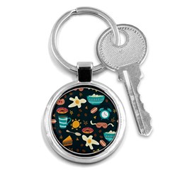 Seamless-pattern-with-breakfast-symbols-morning-coffee Key Chain (Round)