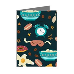 Seamless-pattern-with-breakfast-symbols-morning-coffee Mini Greeting Card