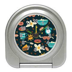 Seamless-pattern-with-breakfast-symbols-morning-coffee Travel Alarm Clock