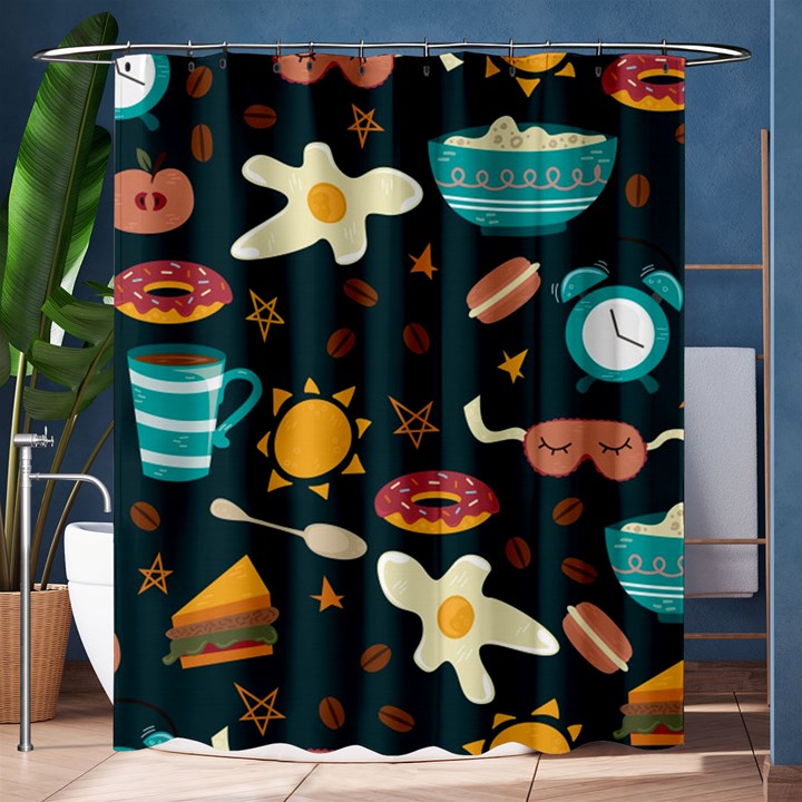 Seamless-pattern-with-breakfast-symbols-morning-coffee Shower Curtain 60  x 72  (Medium) 