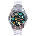 Seamless-pattern-with-breakfast-symbols-morning-coffee Stainless Steel Analogue Watch Front