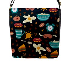 Seamless-pattern-with-breakfast-symbols-morning-coffee Flap Closure Messenger Bag (L)