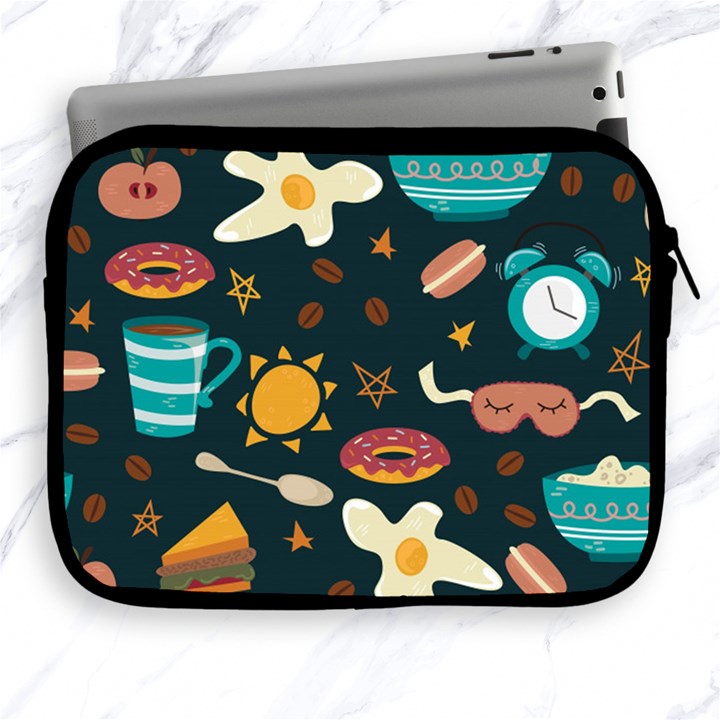 Seamless-pattern-with-breakfast-symbols-morning-coffee Apple iPad 2/3/4 Zipper Cases