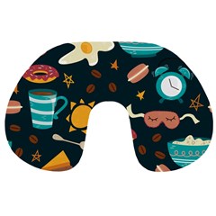 Seamless-pattern-with-breakfast-symbols-morning-coffee Travel Neck Pillow