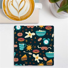 Seamless-pattern-with-breakfast-symbols-morning-coffee UV Print Square Tile Coaster 