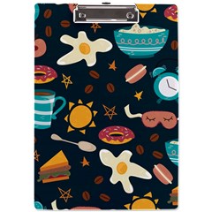 Seamless-pattern-with-breakfast-symbols-morning-coffee A4 Acrylic Clipboard