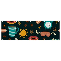 Seamless-pattern-with-breakfast-symbols-morning-coffee Banner and Sign 12  x 4 