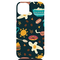 Seamless-pattern-with-breakfast-symbols-morning-coffee iPhone 14 Plus Black UV Print Case