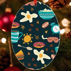 Seamless-pattern-with-breakfast-symbols-morning-coffee UV Print Acrylic Ornament Oval