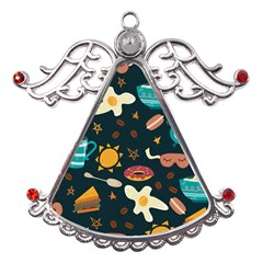 Seamless-pattern-with-breakfast-symbols-morning-coffee Metal Angel with Crystal Ornament