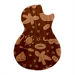 Seamless-pattern-with-breakfast-symbols-morning-coffee Guitar Shape Wood Guitar Pick Holder Case And Picks Set by Ket1n9