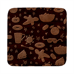 Seamless-pattern-with-breakfast-symbols-morning-coffee Square Wood Guitar Pick Holder Case And Picks Set by Ket1n9