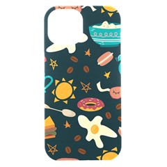 Seamless-pattern-with-breakfast-symbols-morning-coffee iPhone 15 Black UV Print PC Hardshell Case