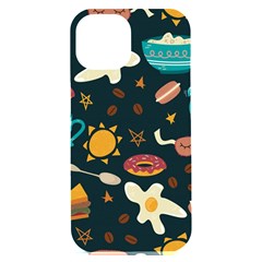 Seamless-pattern-with-breakfast-symbols-morning-coffee iPhone 15 Plus Black UV Print PC Hardshell Case