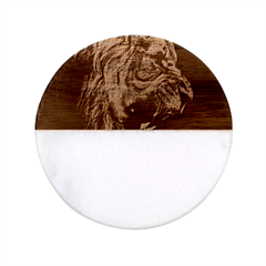 Angry Male Lion Predator Carnivore Classic Marble Wood Coaster (round)  by Ndabl3x