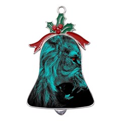 Angry Male Lion Predator Carnivore Metal Holly Leaf Bell Ornament by Ndabl3x