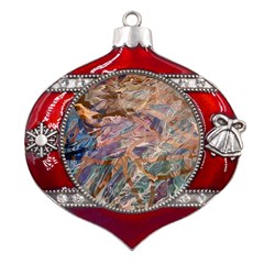 Blending Flows Metal Snowflake And Bell Red Ornament