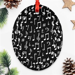 Chalk Music Notes Signs Seamless Pattern Oval Filigree Ornament (two Sides)