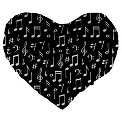 Chalk Music Notes Signs Seamless Pattern Large 19  Premium Heart Shape Cushions by Ravend