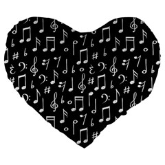 Chalk Music Notes Signs Seamless Pattern Large 19  Premium Flano Heart Shape Cushions by Ravend