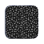 Chalk Music Notes Signs Seamless Pattern Square Metal Box (Black) Front