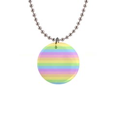 Cute Pastel Rainbow Stripes 1  Button Necklace