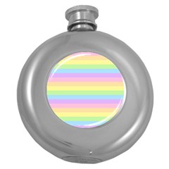 Cute Pastel Rainbow Stripes Round Hip Flask (5 Oz) by Ket1n9