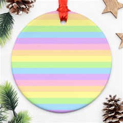 Cute Pastel Rainbow Stripes Round Ornament (two Sides)