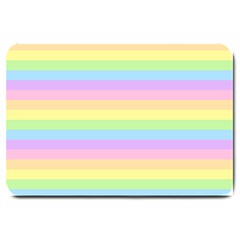 Cute Pastel Rainbow Stripes Large Doormat by Ket1n9